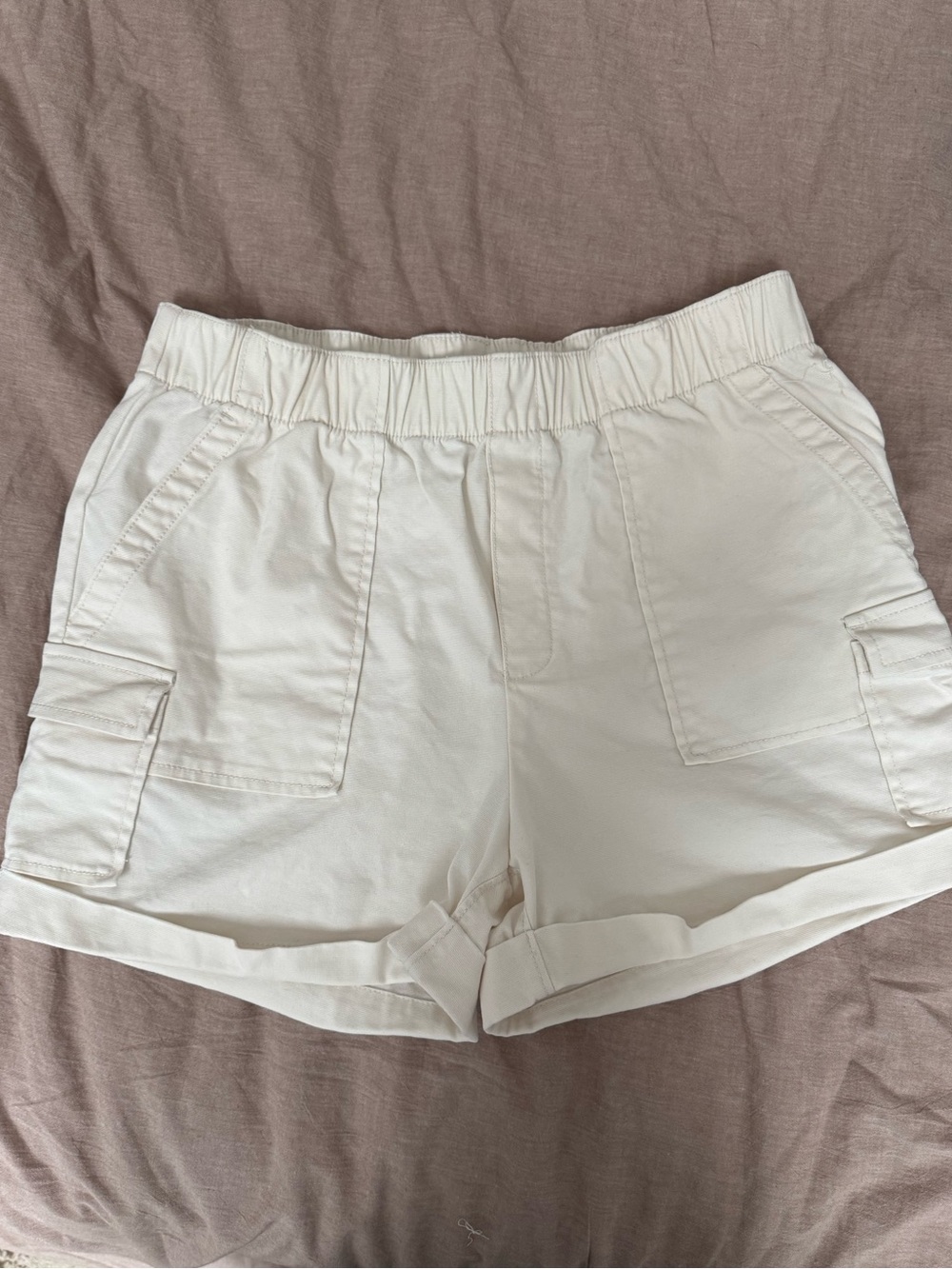 Lucky Brand Cream Cargo Shorts with Rolled Hem